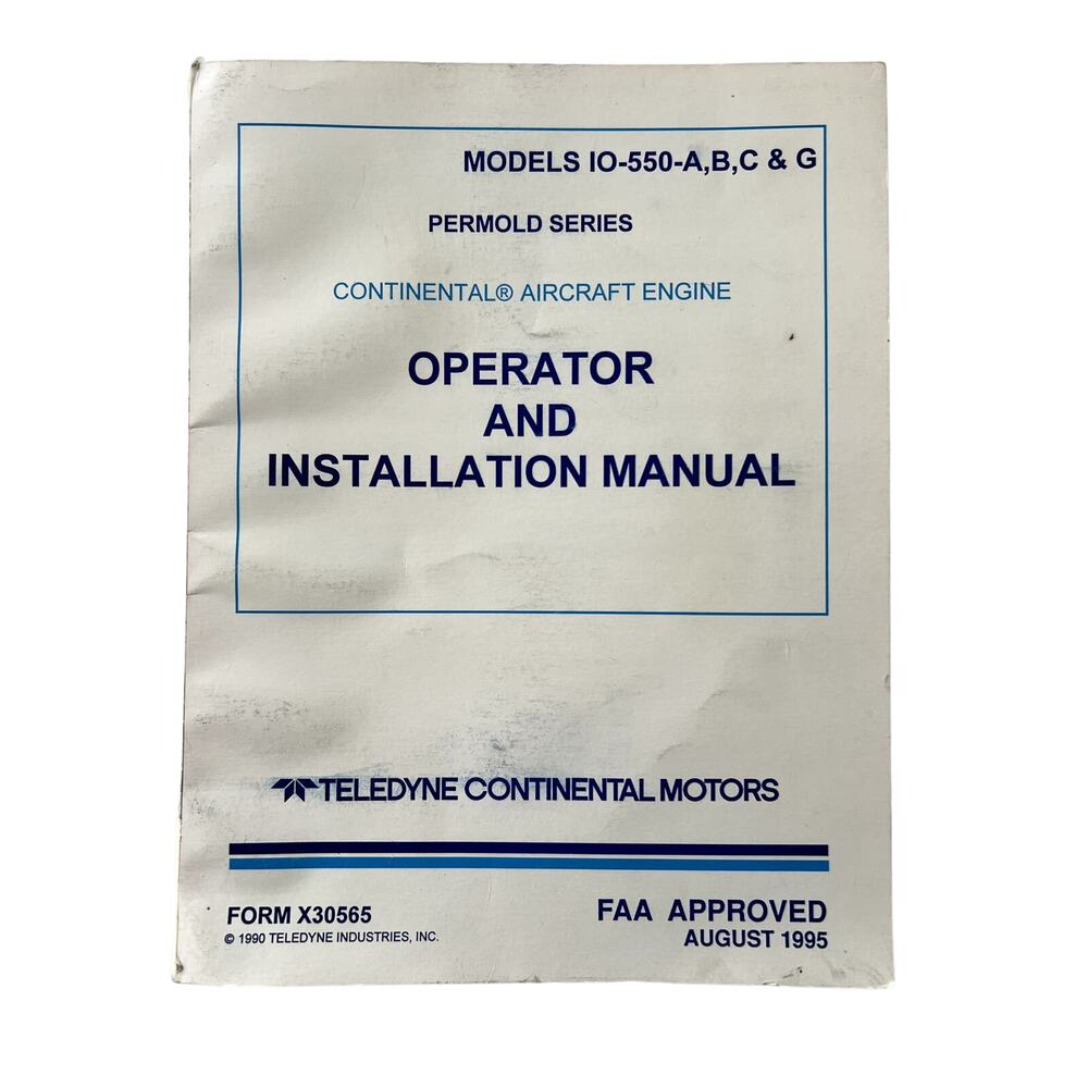 Teledyne Continental Motors IO-550 Permold Series Operator & Installation Manual